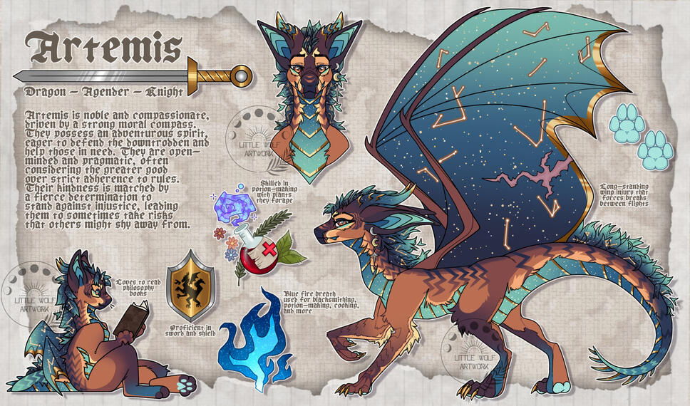 Feral+chibi reference sheet